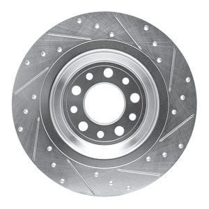Jeep Cherokee Brake Rotor (1) - Rear Left - R1 Concepts - Drilled & Slotted - Silver - `14-`23